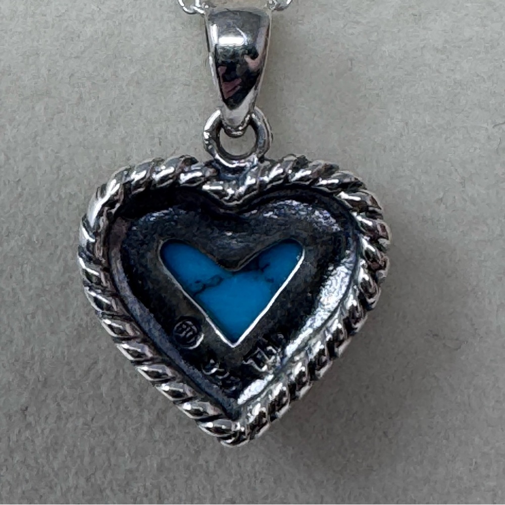 Thailand 925 sterling turquoise dainty heart necklace new never worn - Picture 6 of 7
